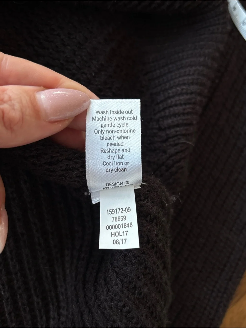 ATHLETA Merino Wool Blend Ribbed Sweater M Dark Chocolate High Low Tunic Cottage - Picture 9 of 14